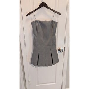 NWT Christian Lacroix lined gray strapless pleated schoolgirl mini‎ dress Size 8